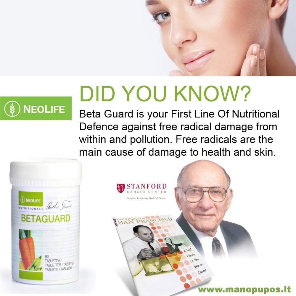 Neolife Betaguard – tai originali antioksidantų formulė, padedanti ne tik detoksikuoti, bet ir stiprinti organizmą. Sudėtyje esantys mineralai, vitaminai ir beta karotenas veikia sinergiškai.